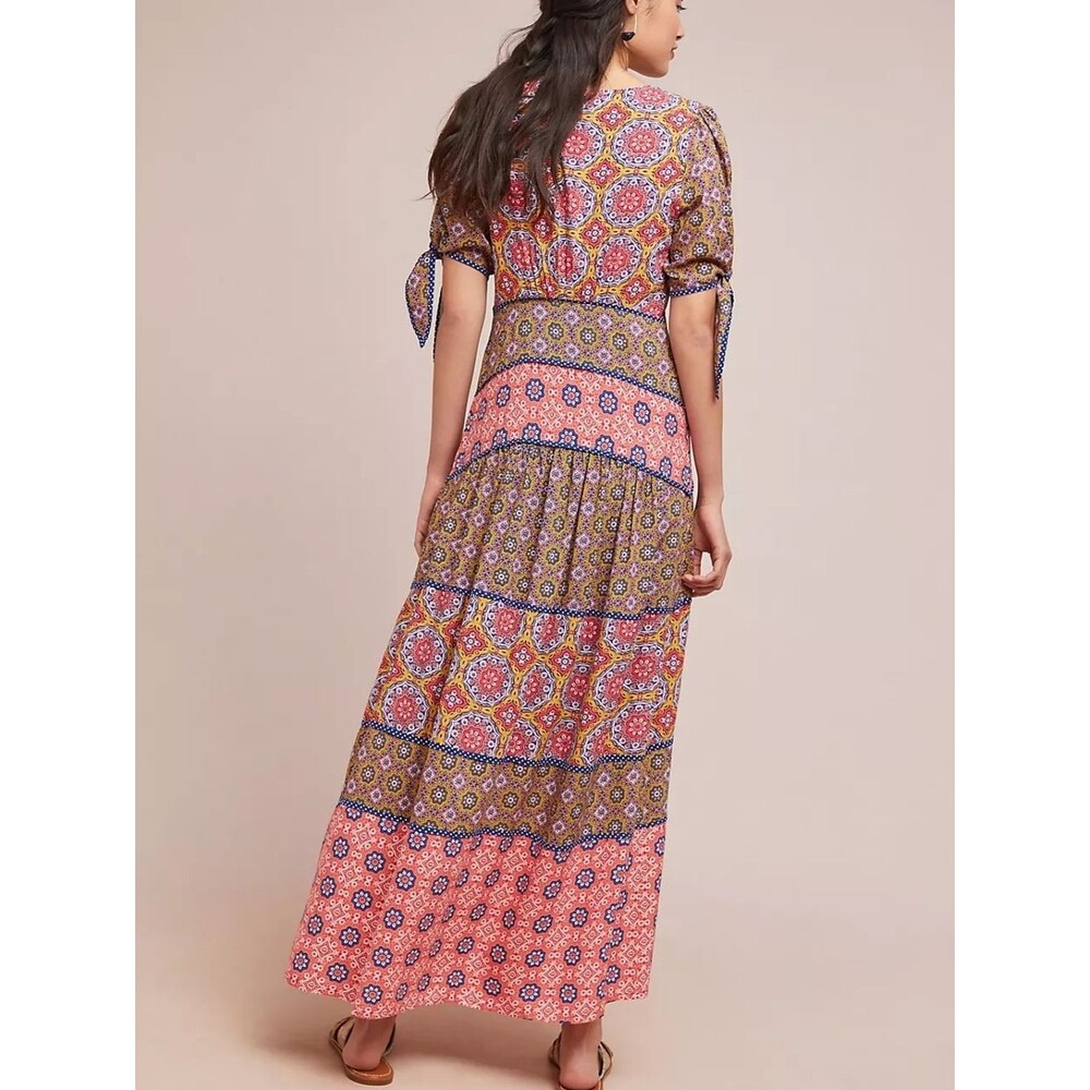 Maeve Anthropologie | Eder Tiered Maxi Dress Multi Floral Colorful Boho Women 0 View 3